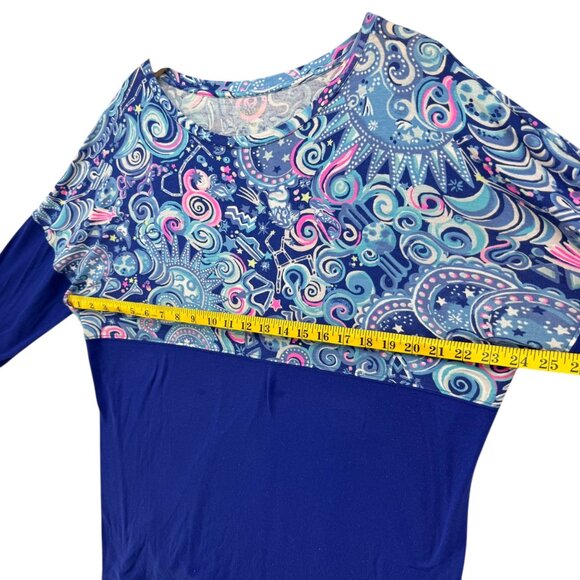 Lilly Pulitzer Finn Top Womens Blue Pima Cotton Modal LS Boat Neck Size XL - Picture 9 of 13
